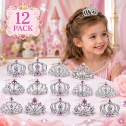 Princess Glittering Hair Comb Tiaras - 12 PK